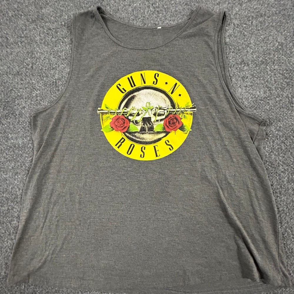 Guns N' Roses Tank Top Womens Size L Gray Band Tee Sleeveless Relaxed Fit